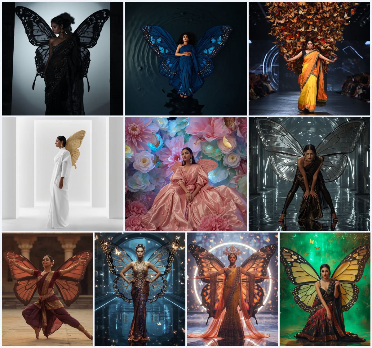 10+ Abstract Butterfly Art Saree AI Prompts to Create Stunning Portrait Photography with Clean Styling