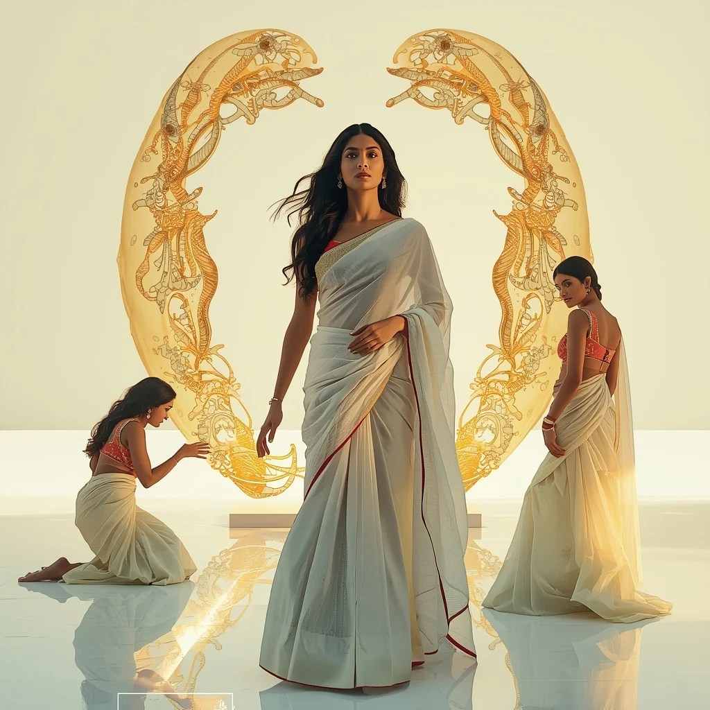 Festival Fancy Saree Corset-Drape Liquid Polymer | Instagram Post Ai Prompt