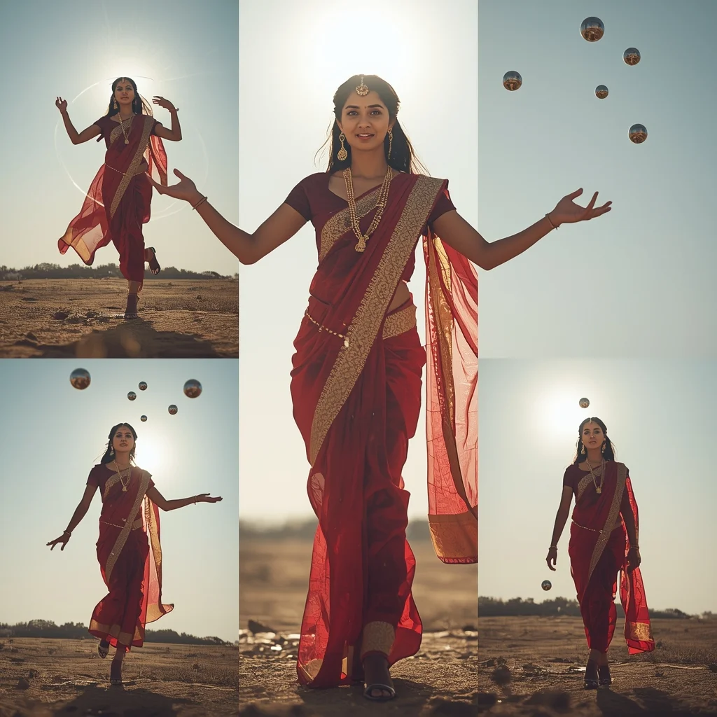 Festive Fancy Saree Tachyon-Thread Invisibility Cloak | Saree Photoshoot Prompt Ultra Realistic