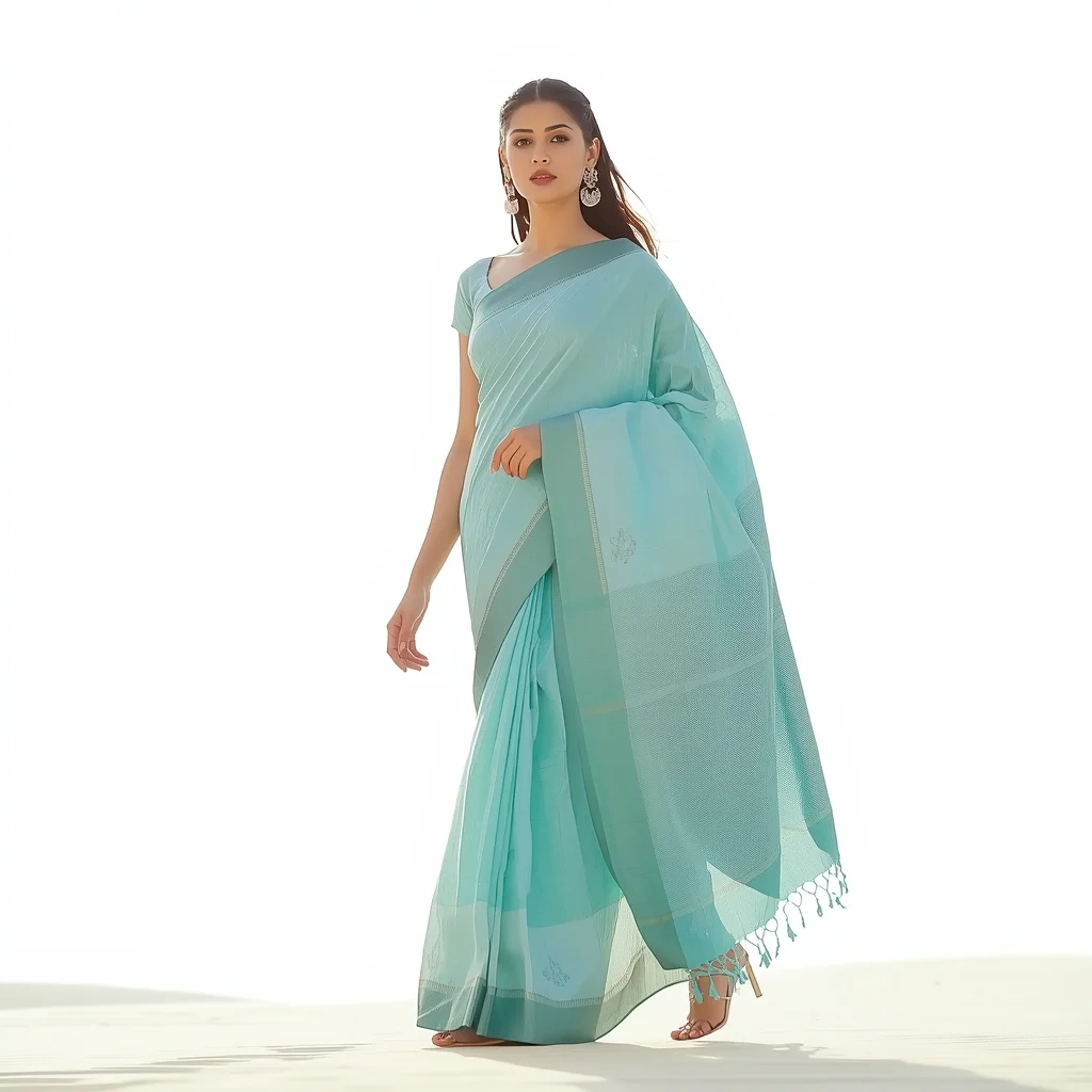 Full Body Mint Blue Silk Saree Casual Walk with Calm Influencer Vibe | Saree Girl Dp Ai Prompt Ultra Hd
