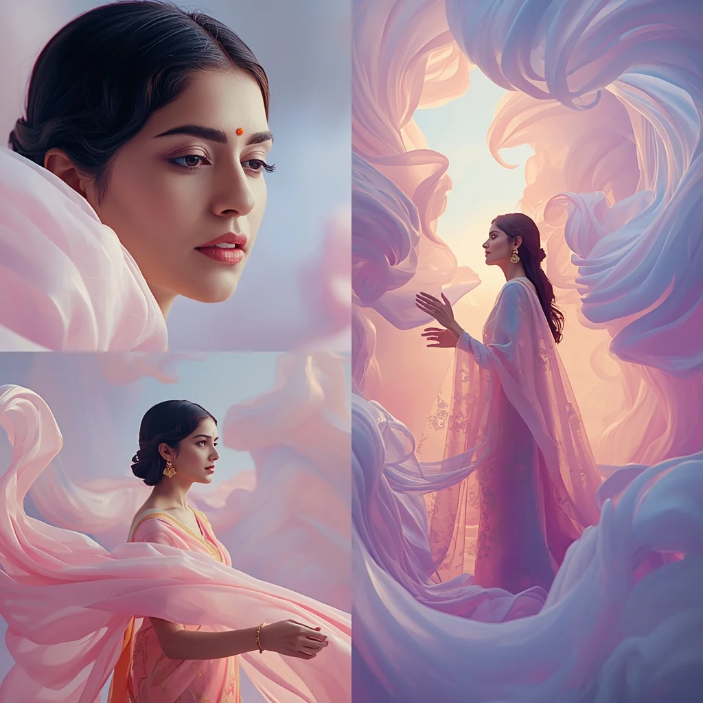 Pastel Saree Dreamlike Floating Silk Nebula Universe Cinematic Viral Prompt | Saree Traditional Ai Prompt Indian Culture - Picture Prompt