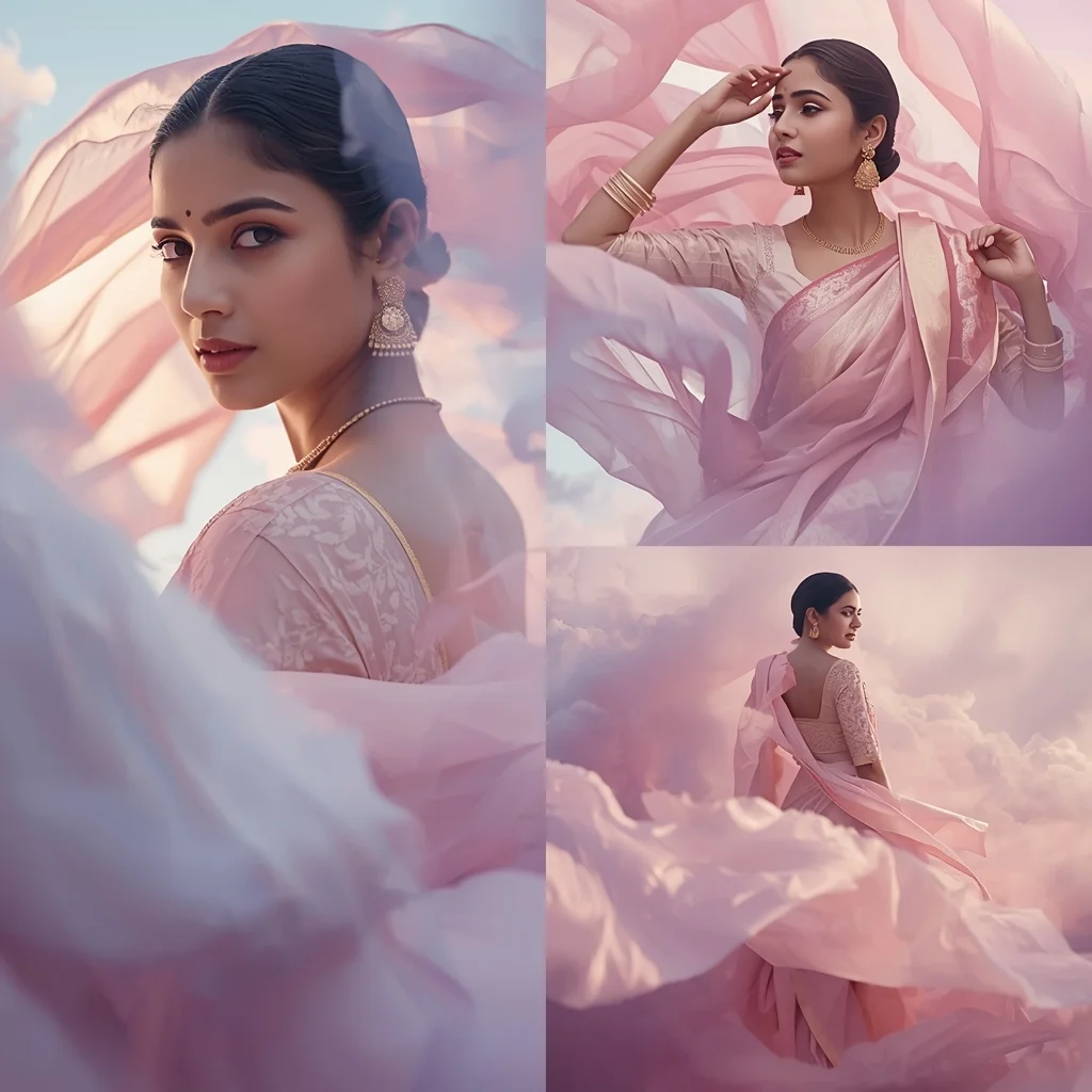 Pastel Saree Dreamlike Silk Nebula Flow Atmospheric Cinematic Viral Prompt | Gemini Ai Saree Photo - Picture Prompt