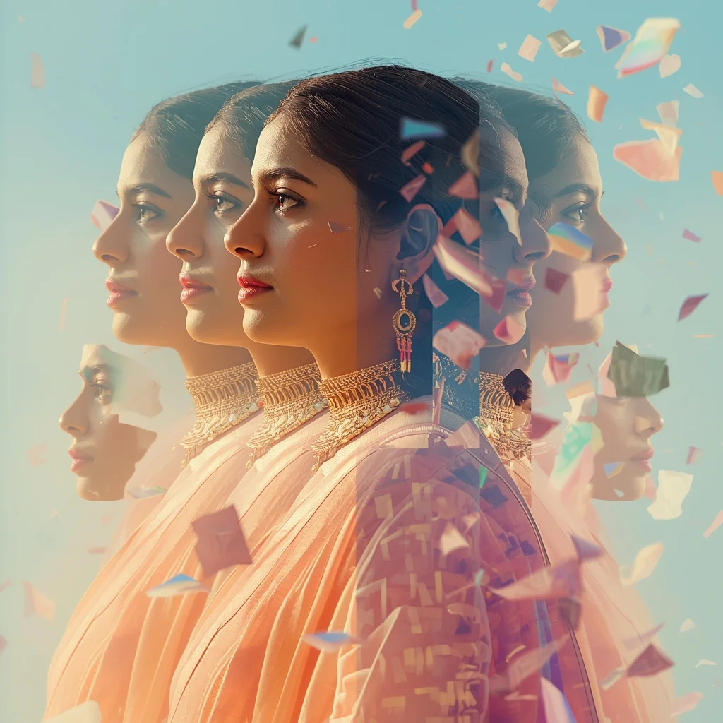 Pastel Saree Hyper Time Echo Collapse Multi Layer Reality Cinematic Viral Prompt | Saree Trending Ai Prompt