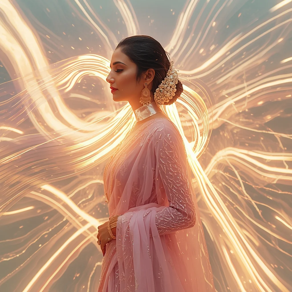 Pastel Saree Infinite Energy Stream Flow Dimension Cinematic Viral Prompt | Saree Aesthetic Ai Prompt For Pinterest